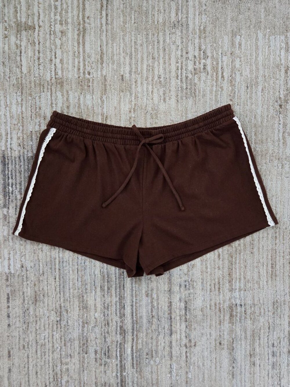 NWT American Eagle Crochet Trim Knit Shorts Womens Chocolate Bar Drawstring XL